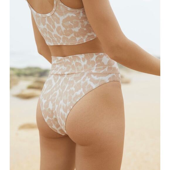 aerie Other - Aerie Leopard High Cut Cheeky Bikini Bottom (M) Tan Beige NEW NWT Boho Swimwear